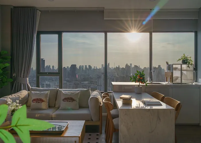 Lägenhet Rama 9 - Private Duplex - Fully Equipped - Sky Pool - Gym - 24hrs Mart Bangkok